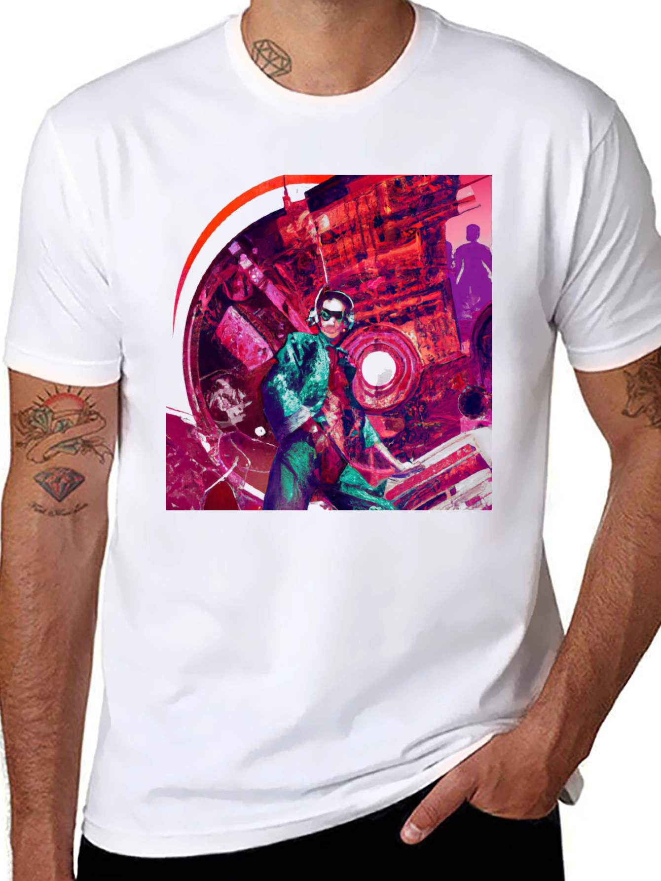 Abstract Graphic Print Black T-Shirt