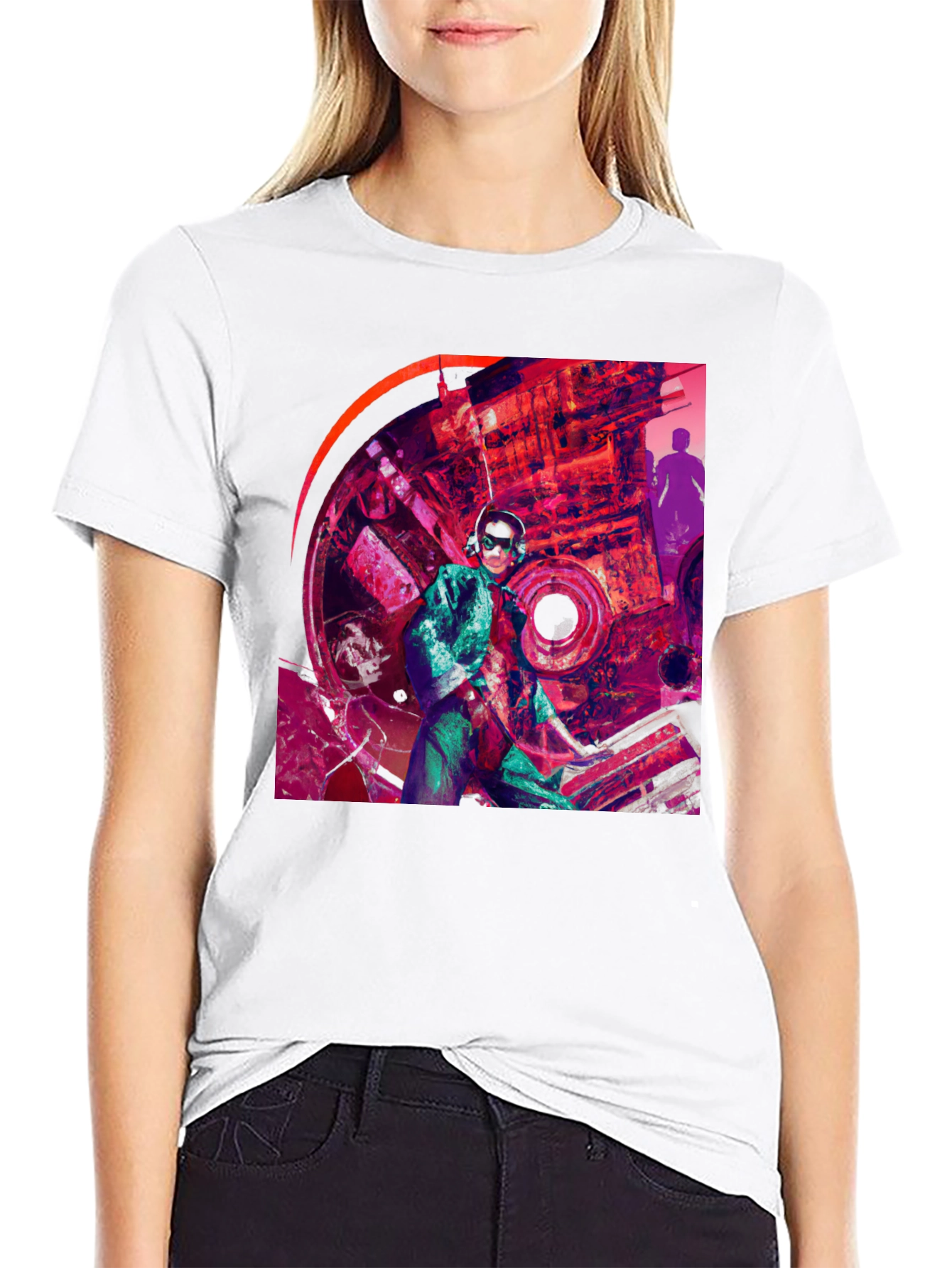 Abstract Graphic Print Black T-Shirt