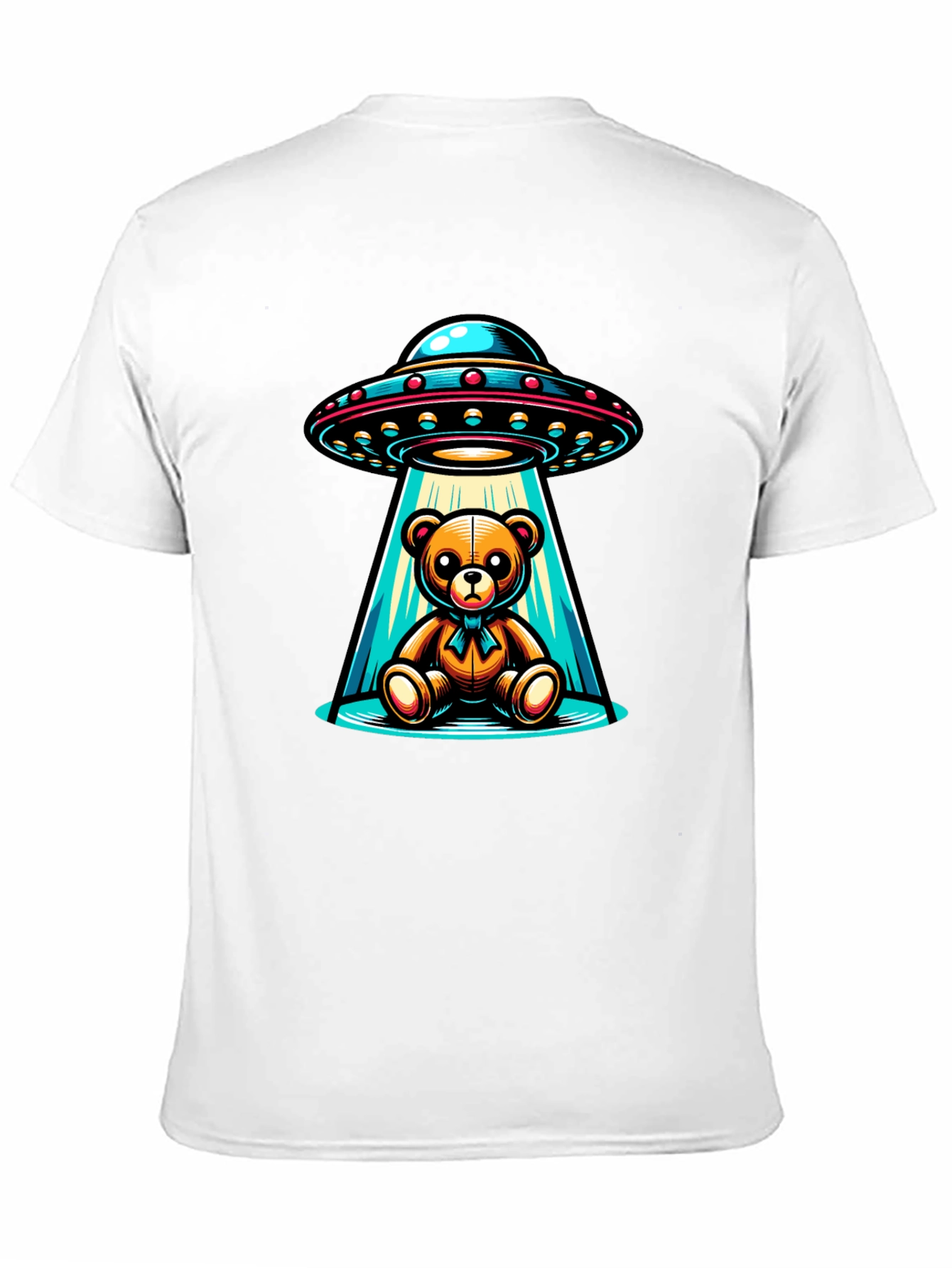 Alien Abduction Teddy Bear Black T-Shirt