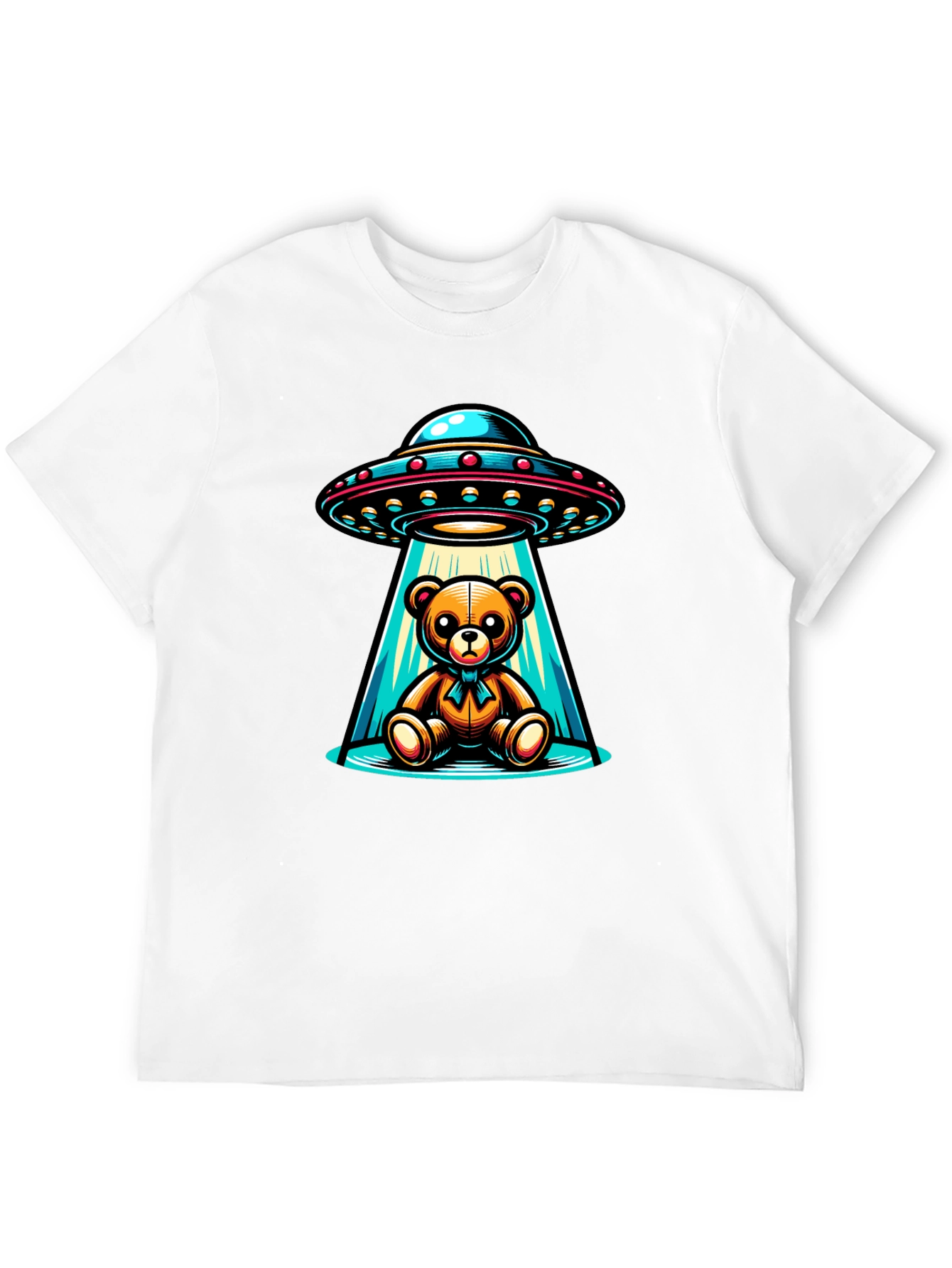 Alien Abduction Teddy Bear Black T-Shirt