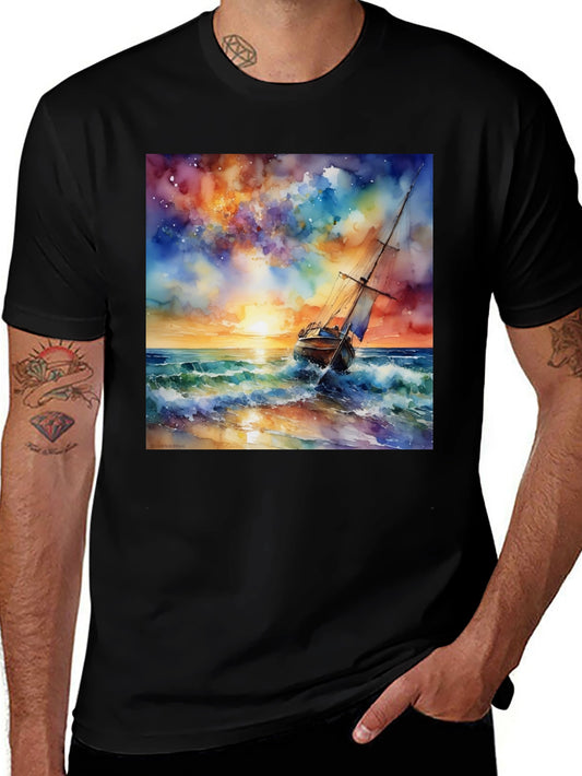 Watercolor Sailboat T-Shirt - Coastal Dream