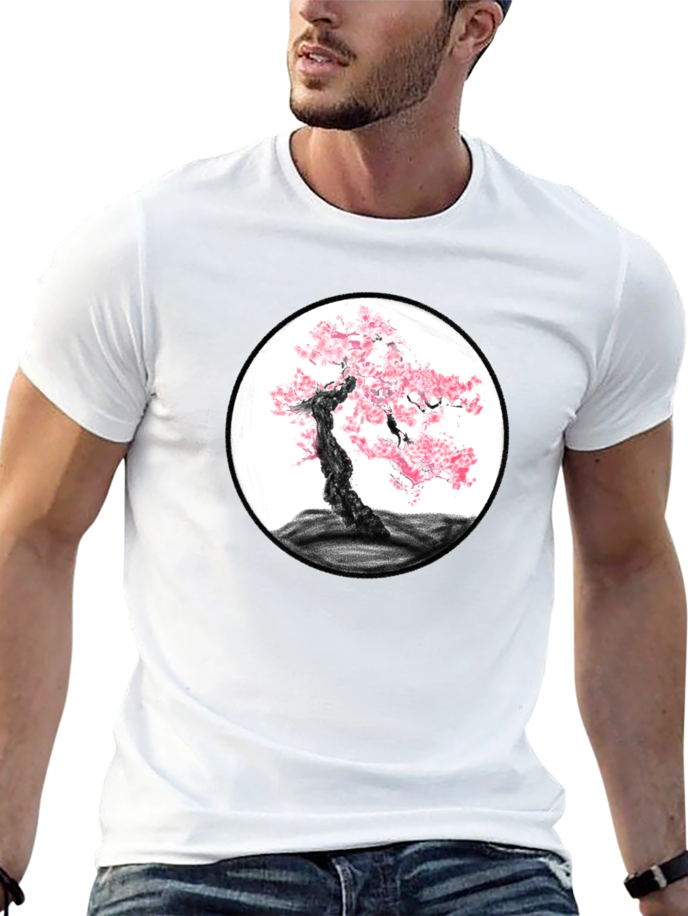 Cherry Blossom Tree Graphic Black T-Shirt