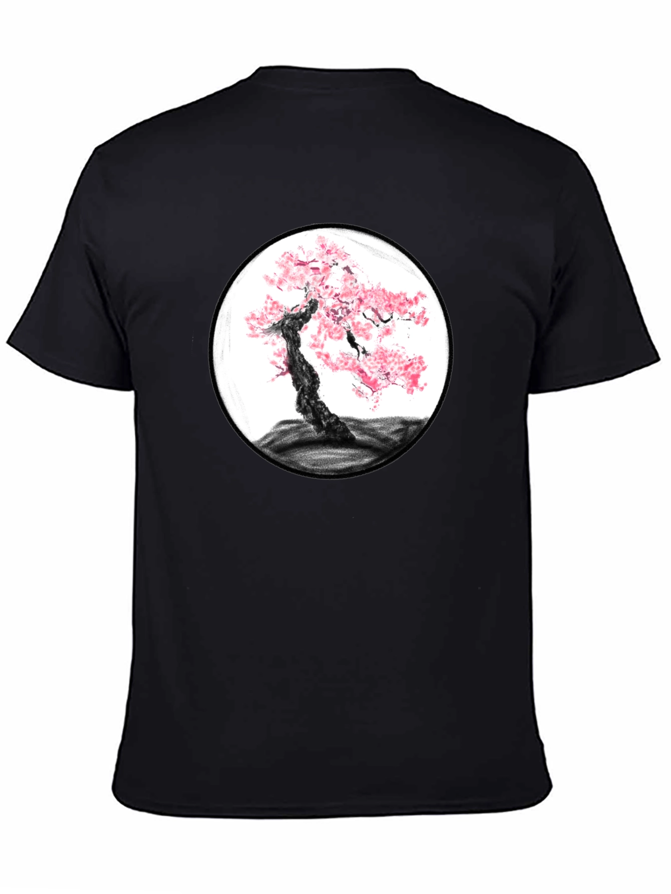 Cherry Blossom Tree Graphic Black T-Shirt