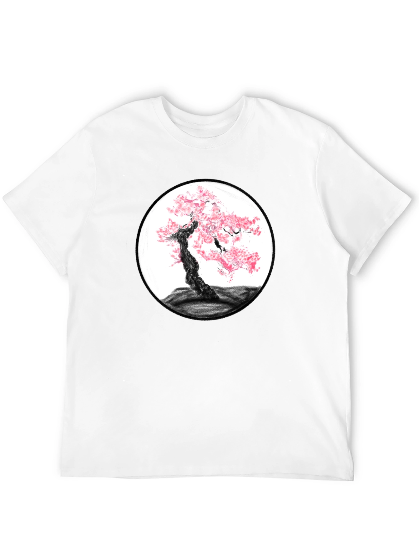 Cherry Blossom Tree Graphic Black T-Shirt