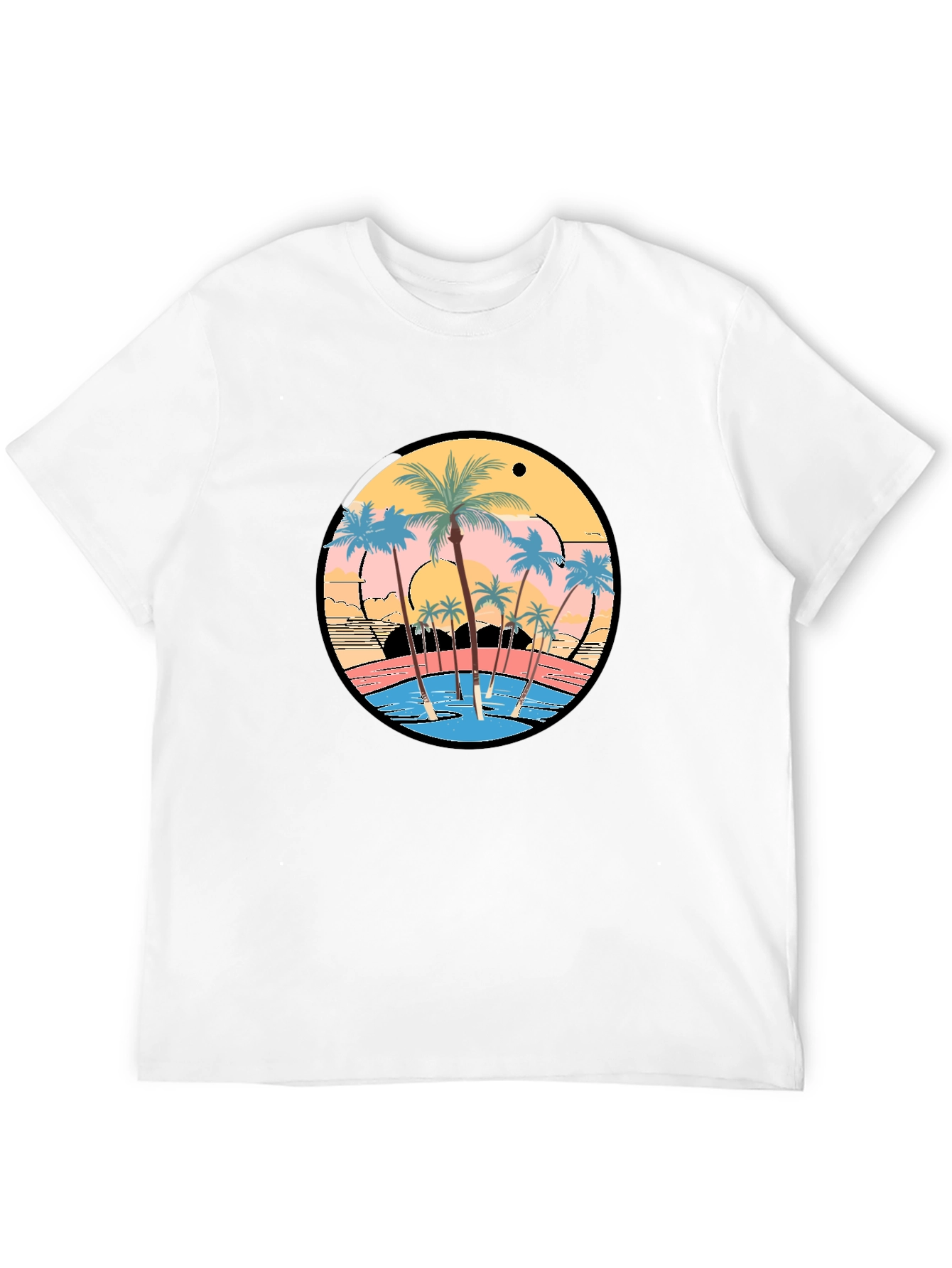 Tropical Sunset Palm Tree Graphic T-Shirt