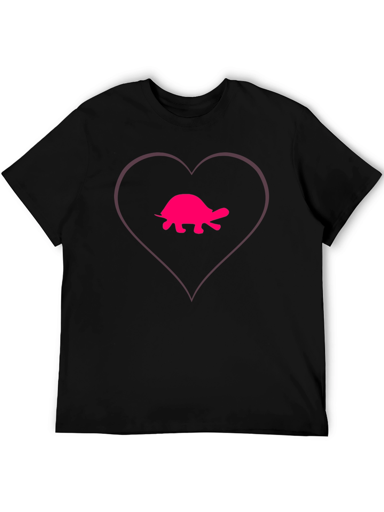 Turtle Heart Tee - Casual Black Cotton T-Shirt