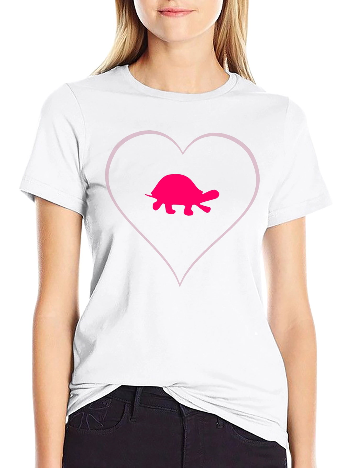 Turtle Heart Tee - Casual Black Cotton T-Shirt