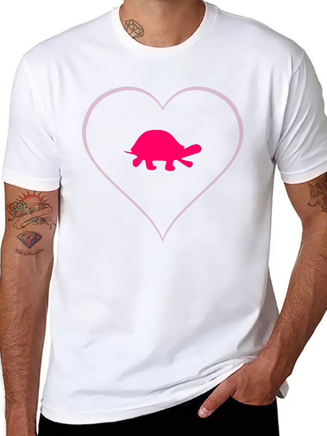 Turtle Heart Tee - Casual Black Cotton T-Shirt