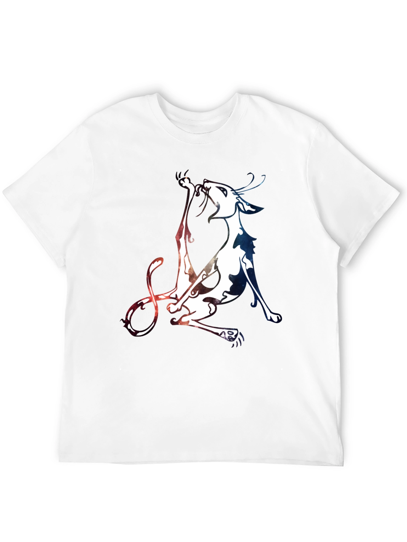 Unique Cat Graphic Black T-Shirt