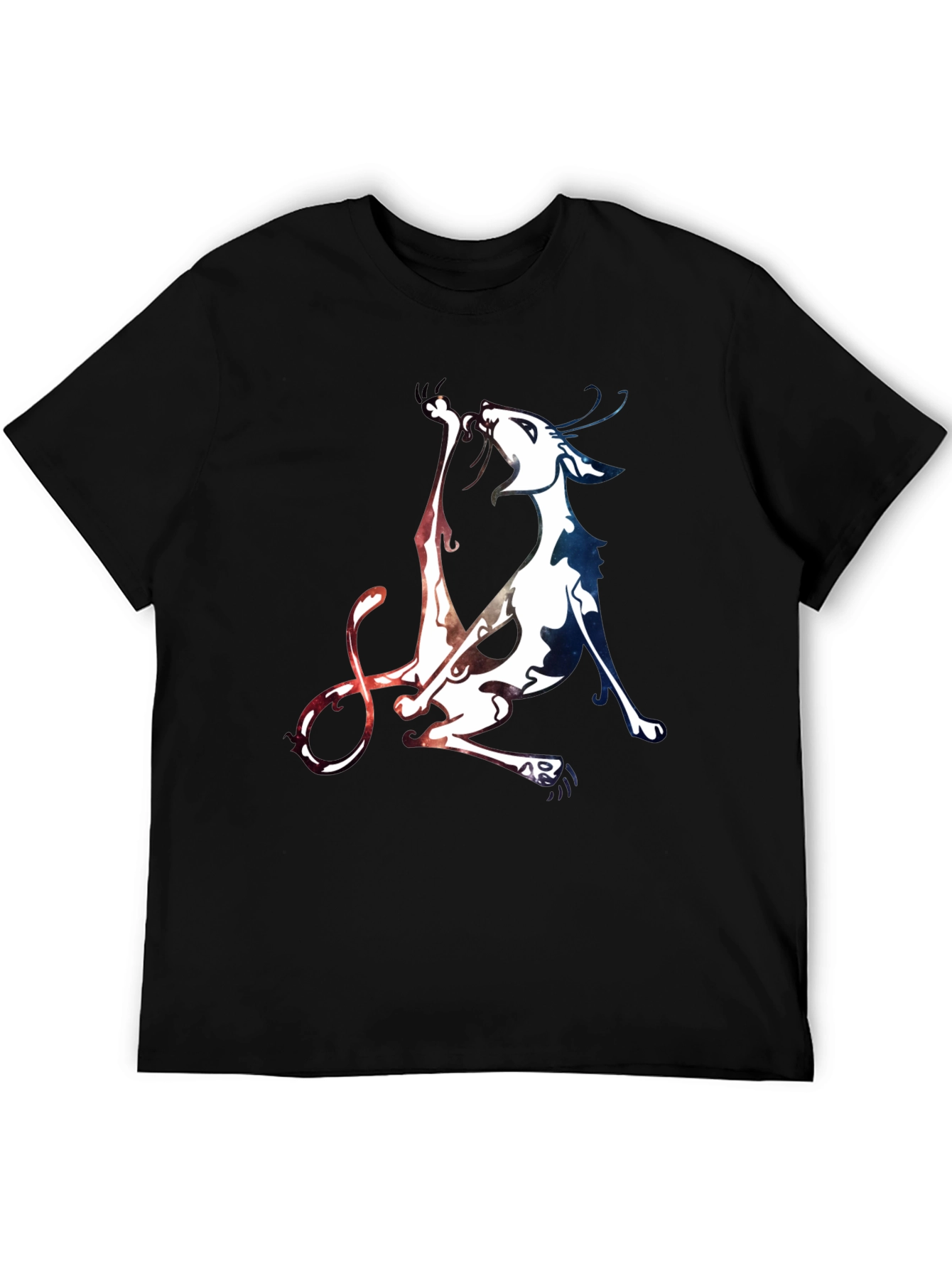 Unique Cat Graphic Black T-Shirt
