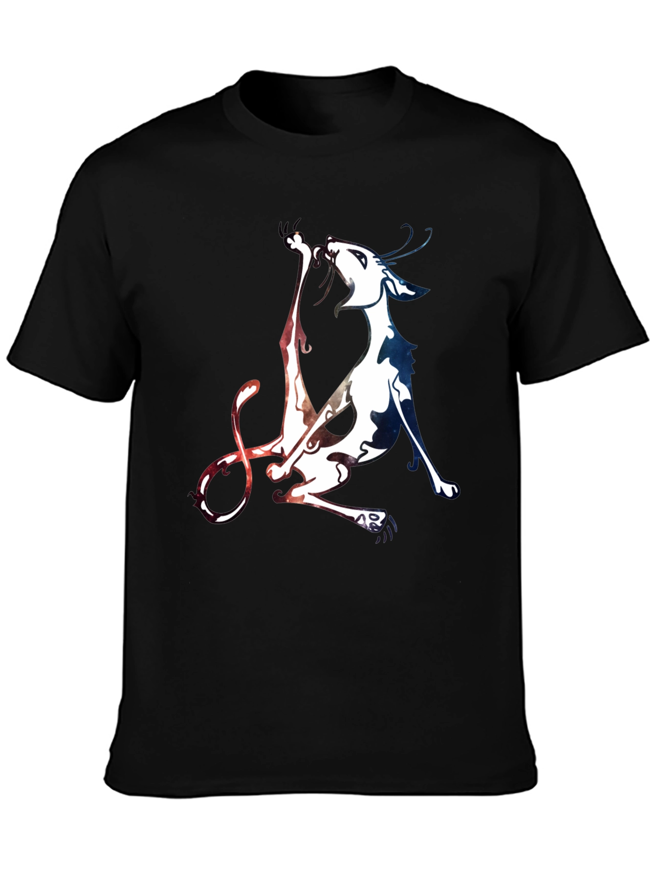 Unique Cat Graphic Black T-Shirt