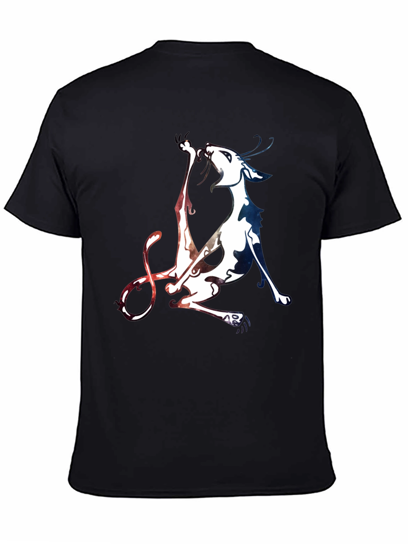 Unique Cat Graphic Black T-Shirt