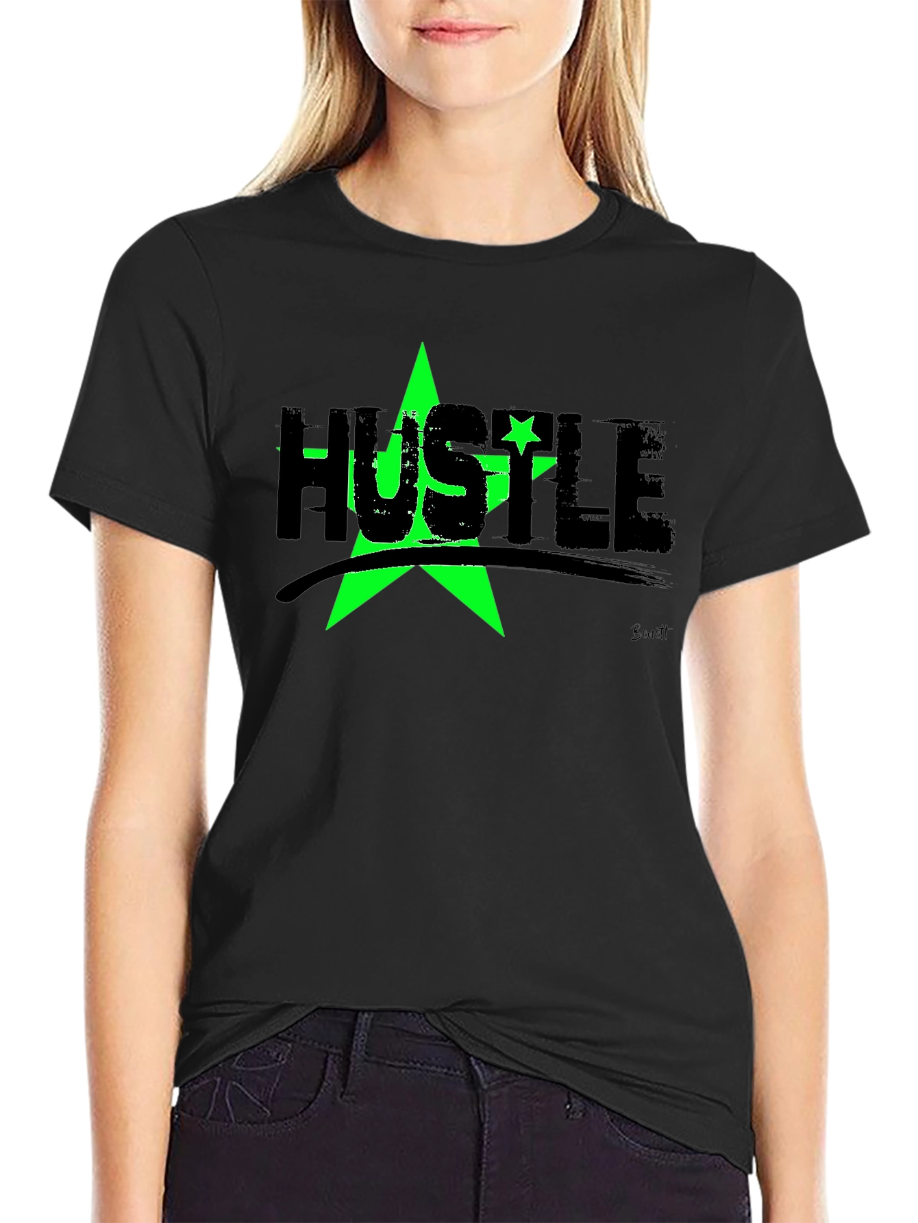 Hustle Star Graphic T-Shirt - Black