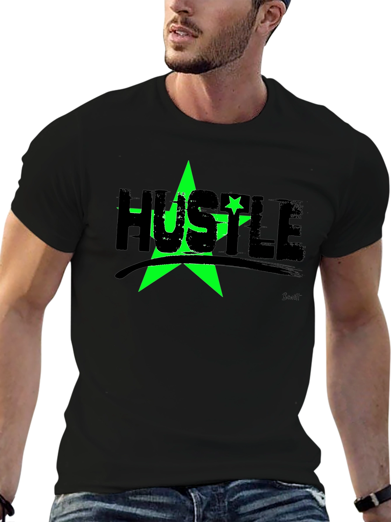 Hustle Star Graphic T-Shirt - Black