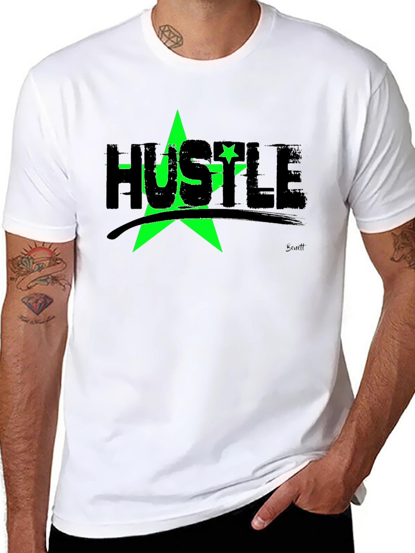 Hustle Star Graphic T-Shirt - Black