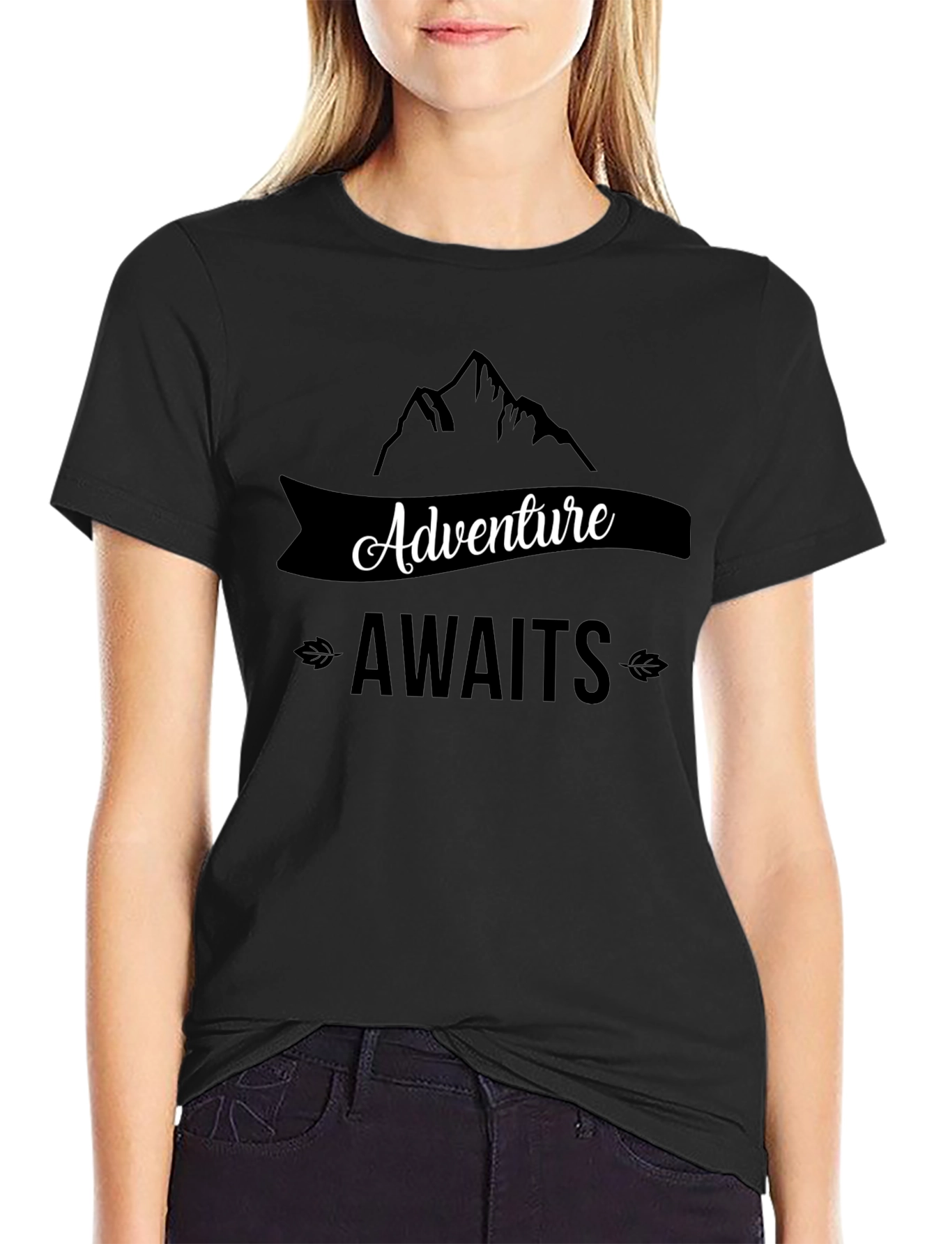 Adventure Awaits Graphic Tee - Black Casual Shirt