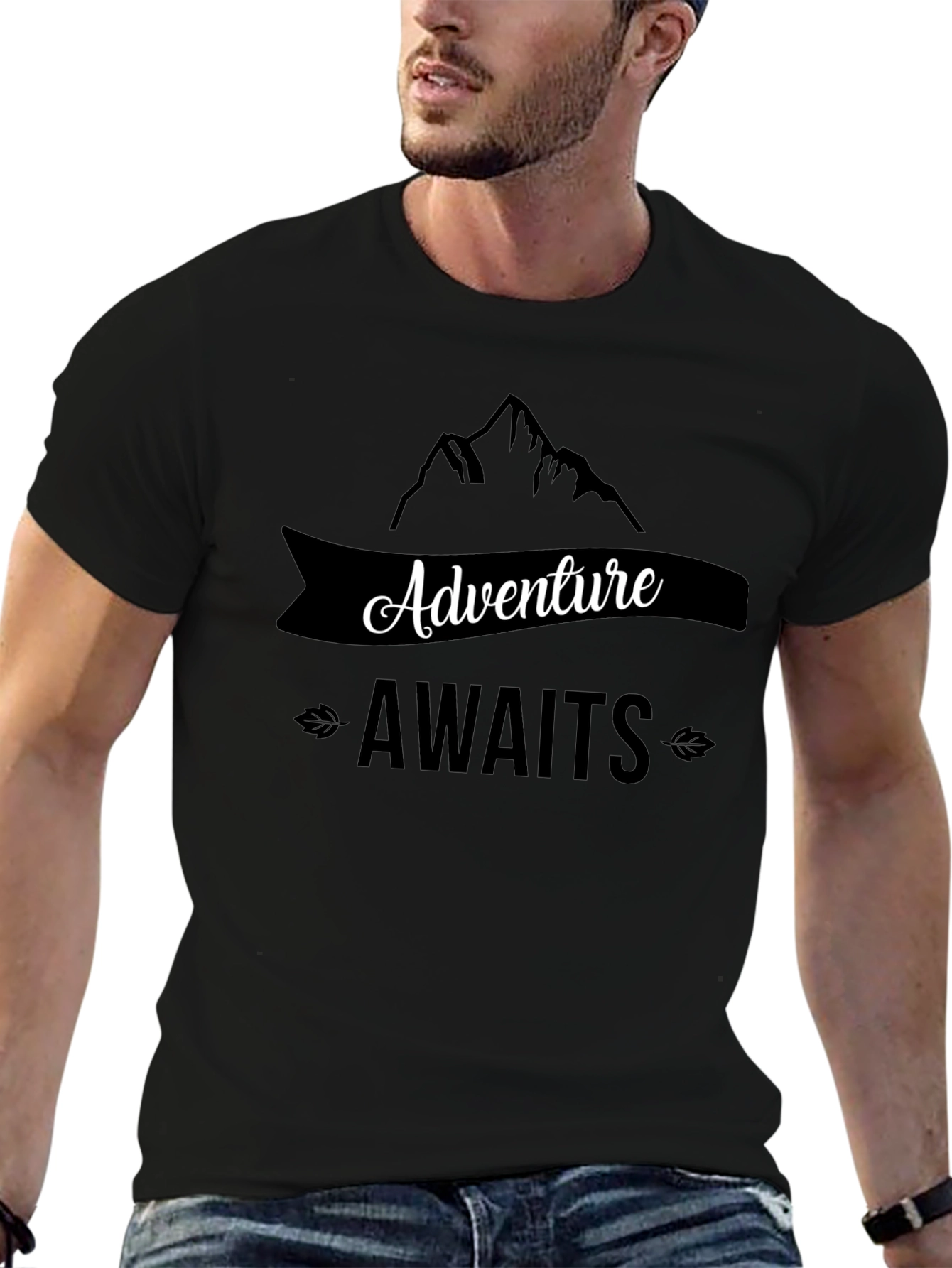 Adventure Awaits Graphic Tee - Black Casual Shirt