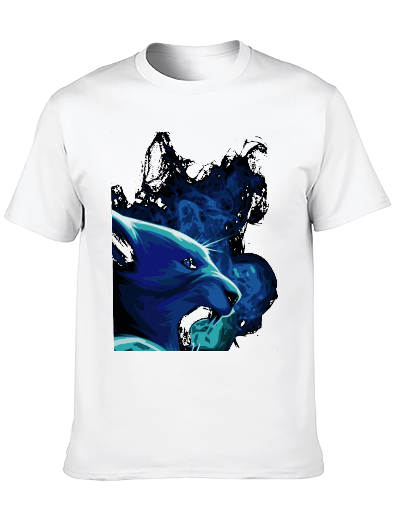 Cool Blue Wolf Graphic Black T-Shirt