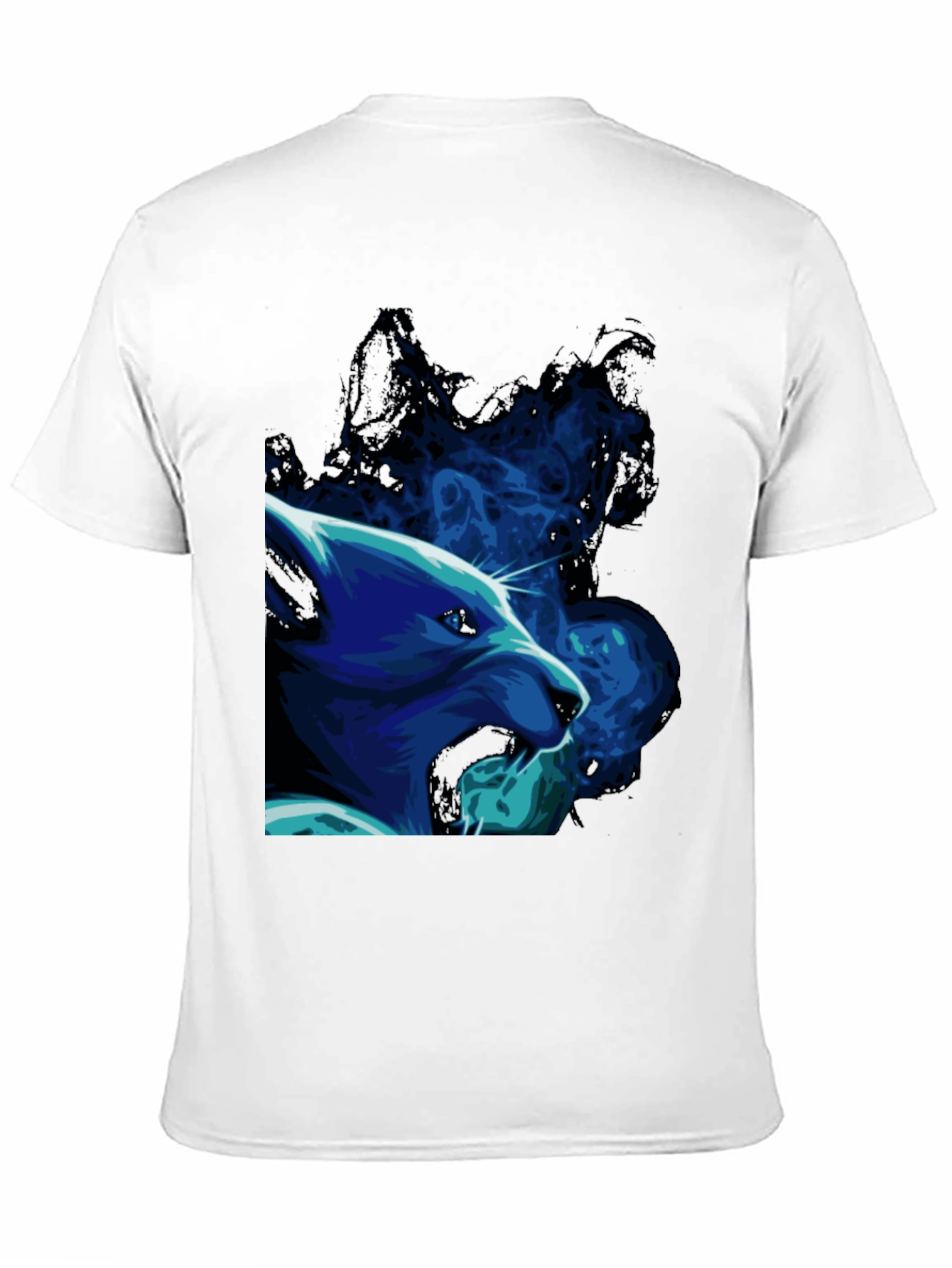 Cool Blue Wolf Graphic Black T-Shirt