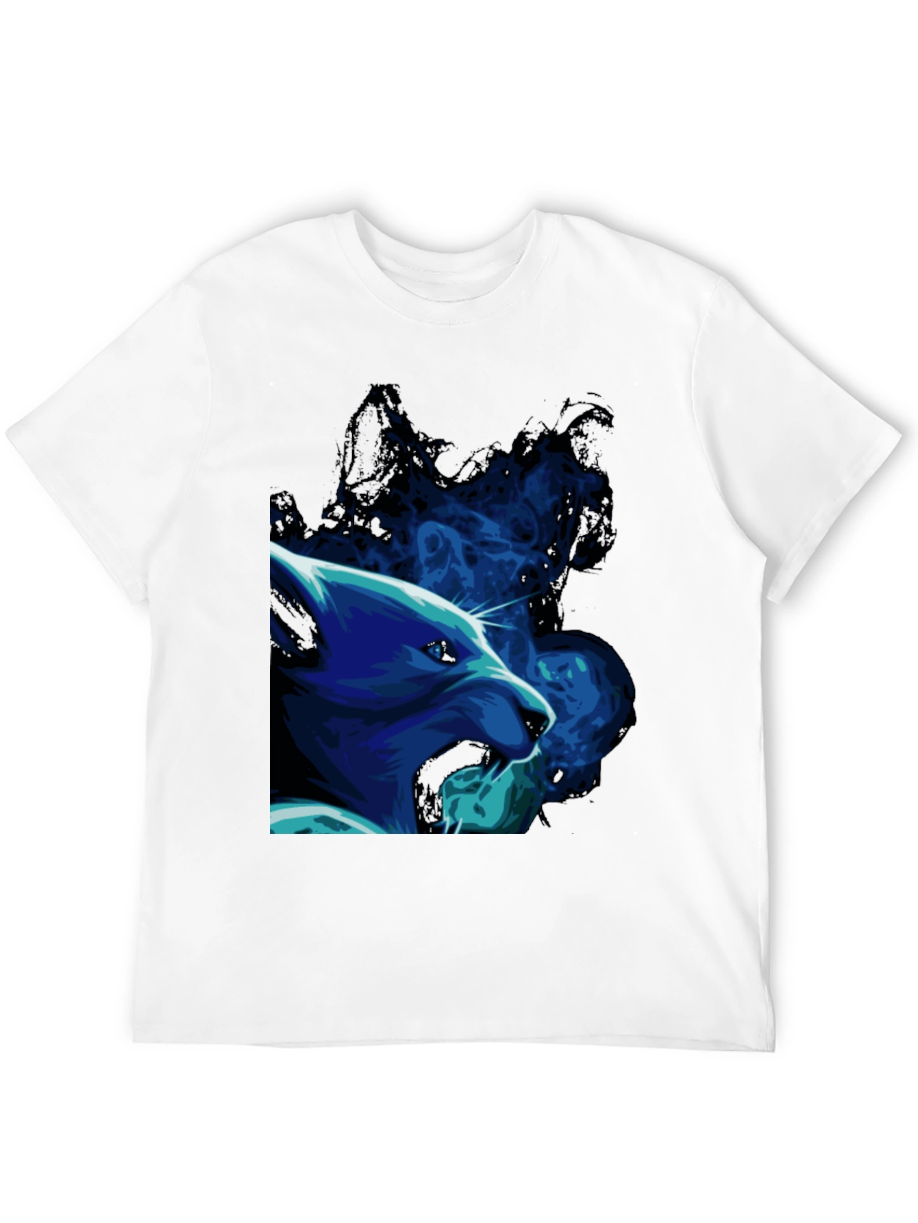 Cool Blue Wolf Graphic Black T-Shirt