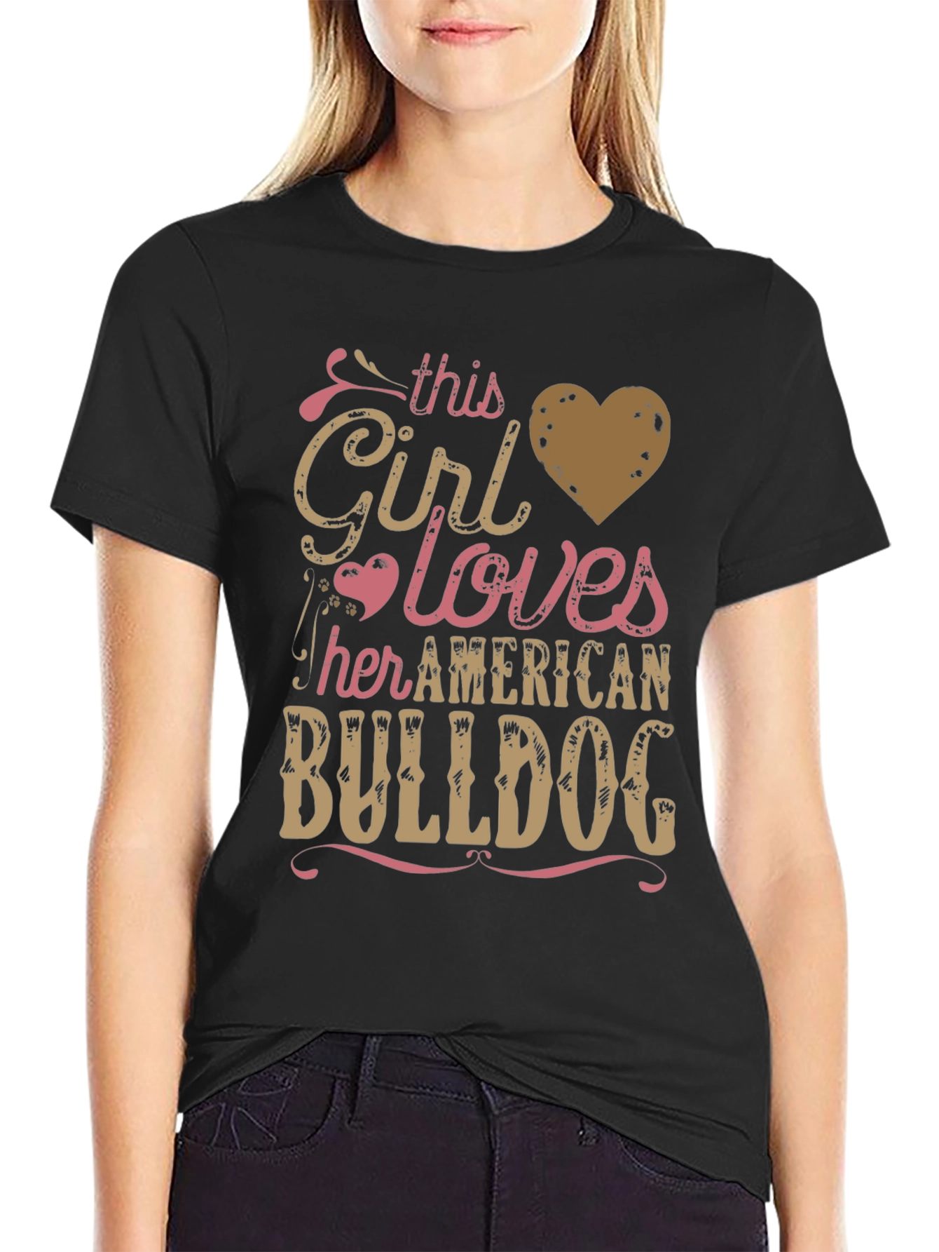 Girl Loves American Bulldog T-Shirt