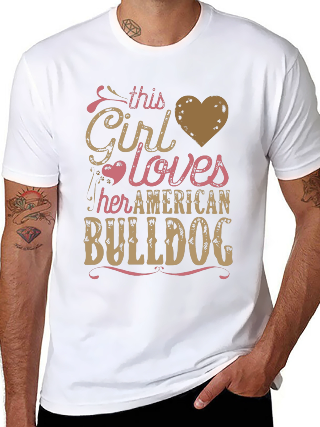 Girl Loves American Bulldog T-Shirt