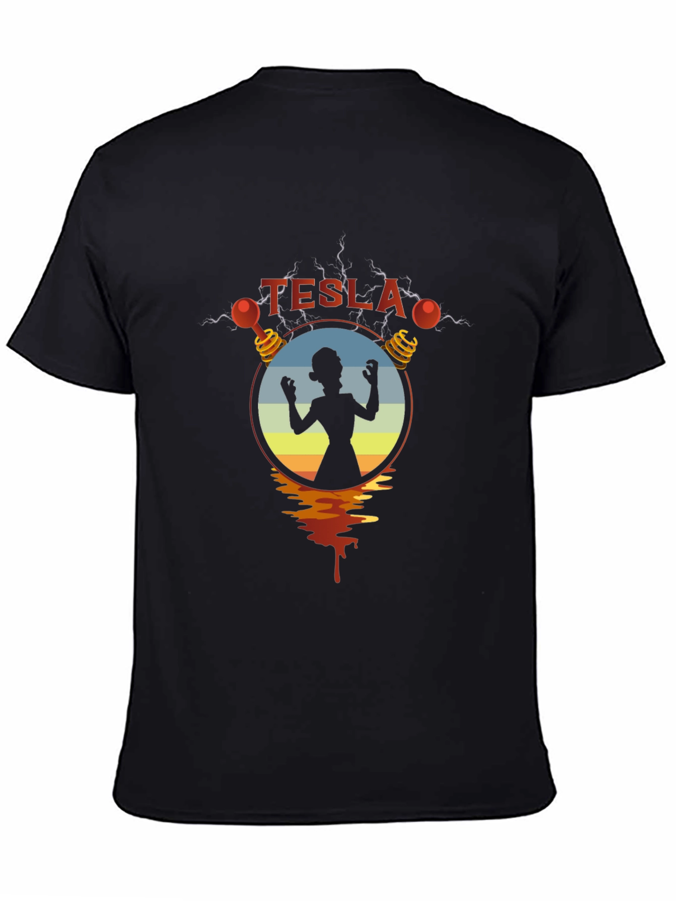 Tesla Woman Silhouette Graphic Black T-Shirt