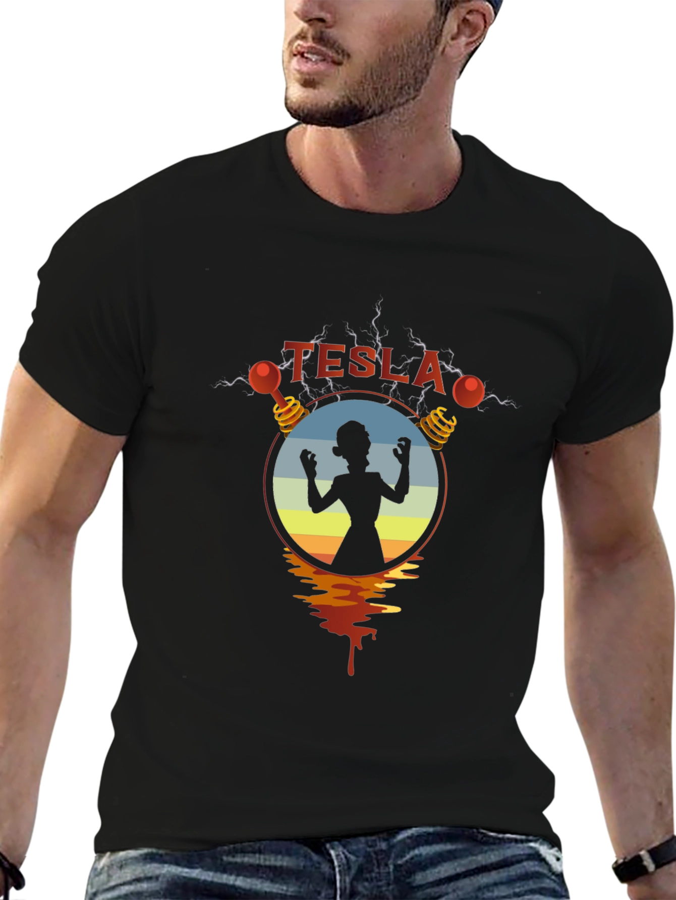 Tesla Woman Silhouette Graphic Black T-Shirt