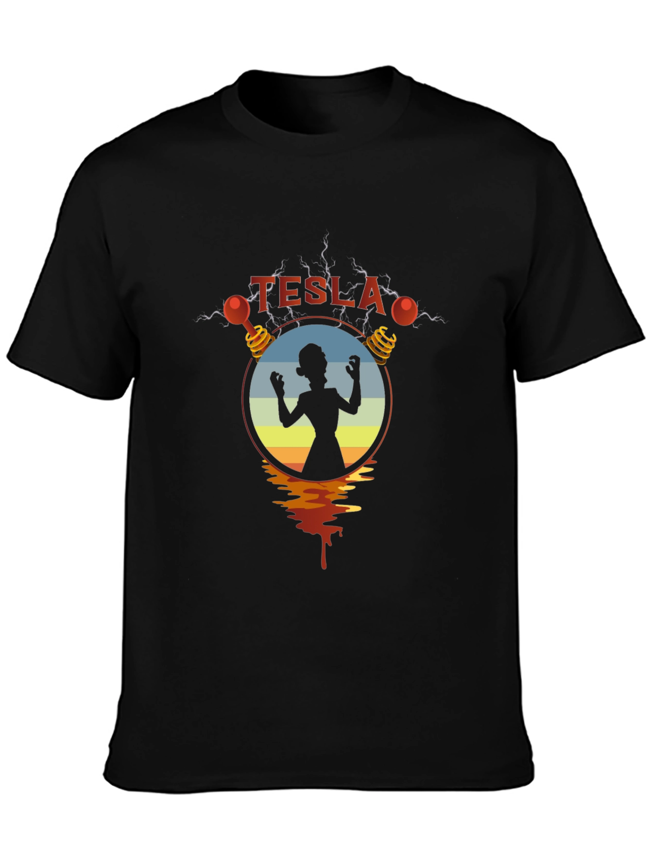 Tesla Woman Silhouette Graphic Black T-Shirt