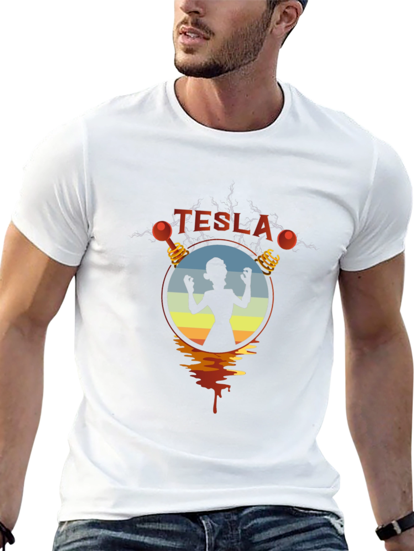 Tesla Woman Silhouette Graphic Black T-Shirt