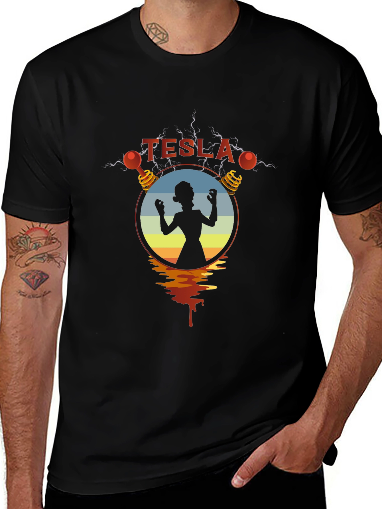 Tesla Woman Silhouette Graphic Black T-Shirt
