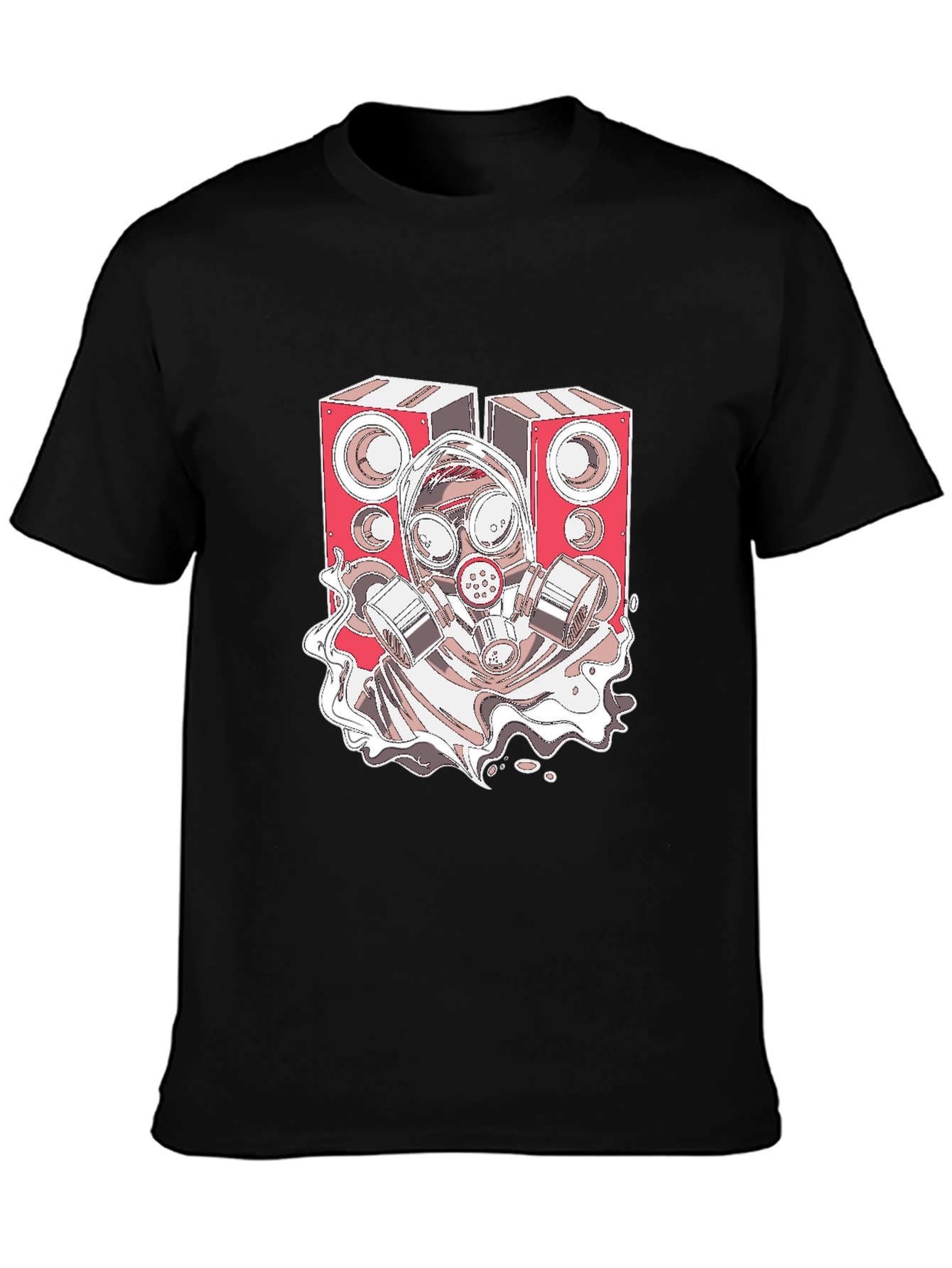 Speaker Gas Mask Graphic Black T-Shirt