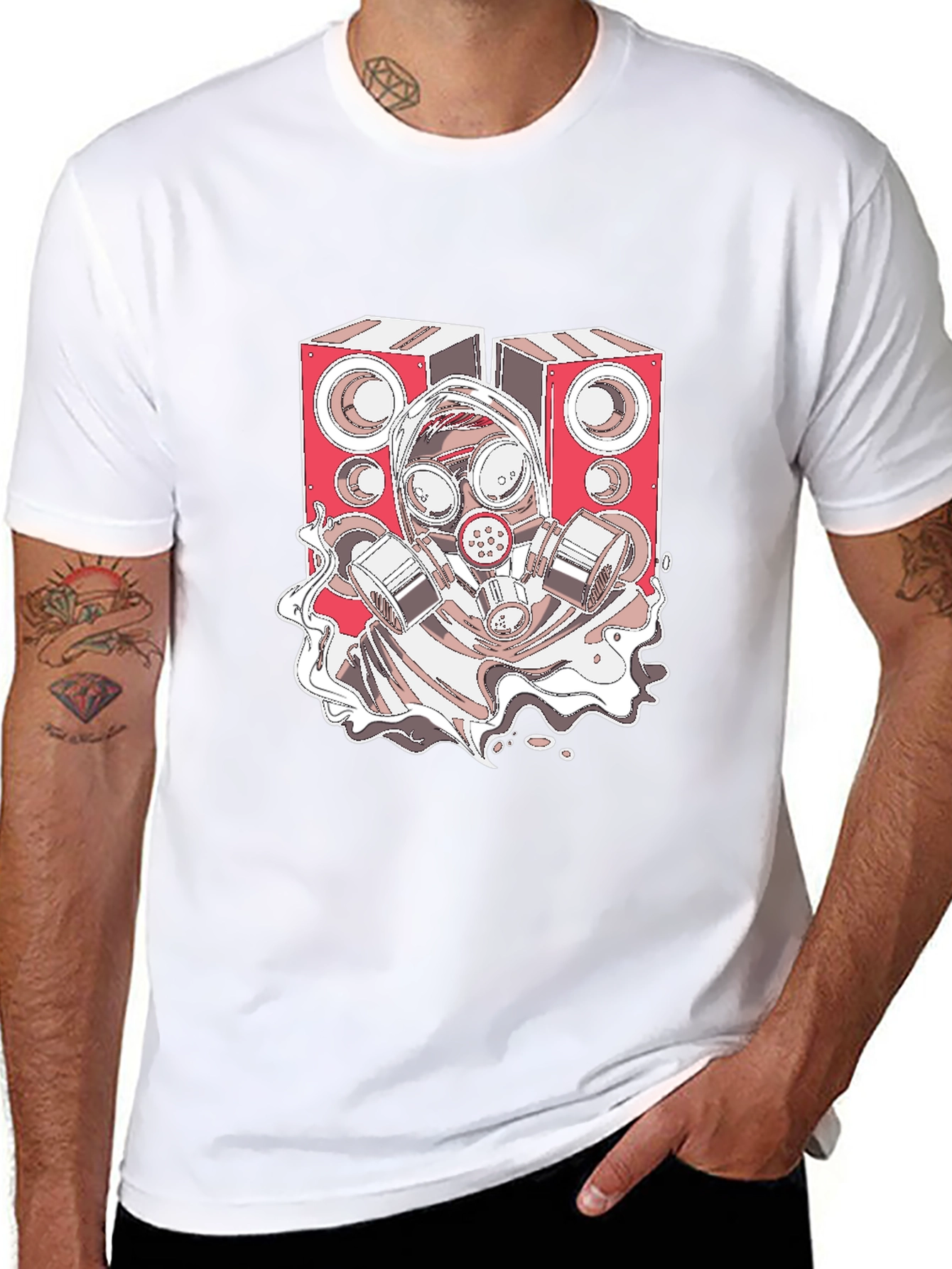 Speaker Gas Mask Graphic Black T-Shirt