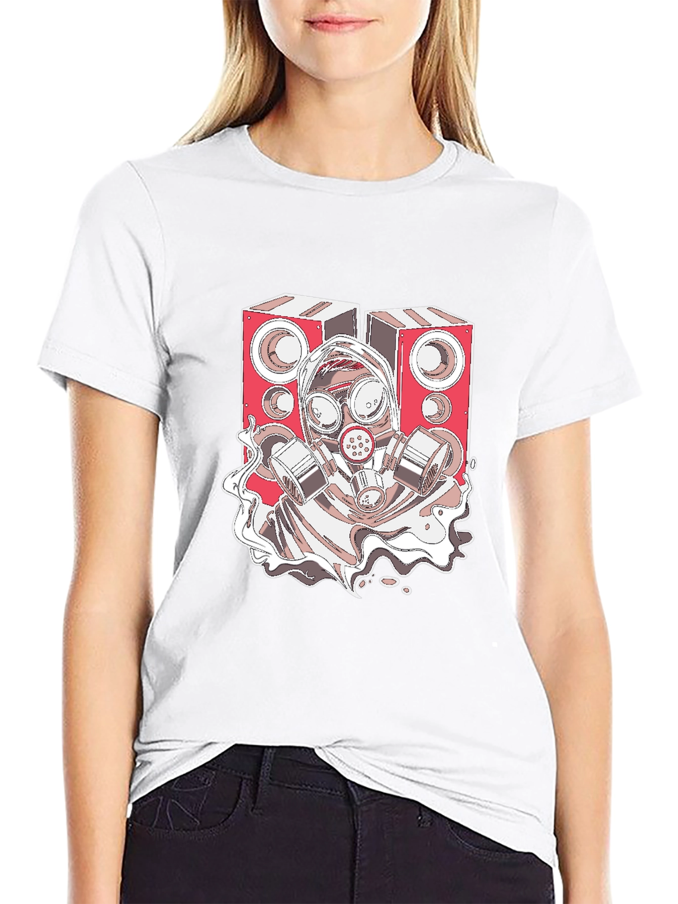 Speaker Gas Mask Graphic Black T-Shirt