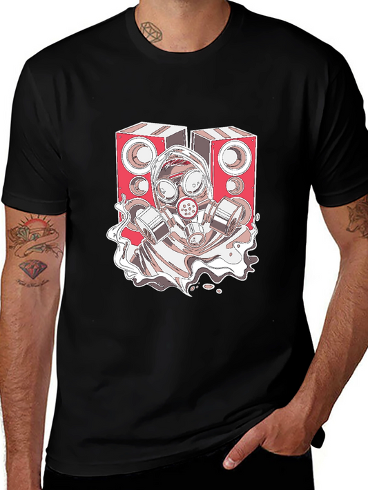 Speaker Gas Mask Graphic Black T-Shirt