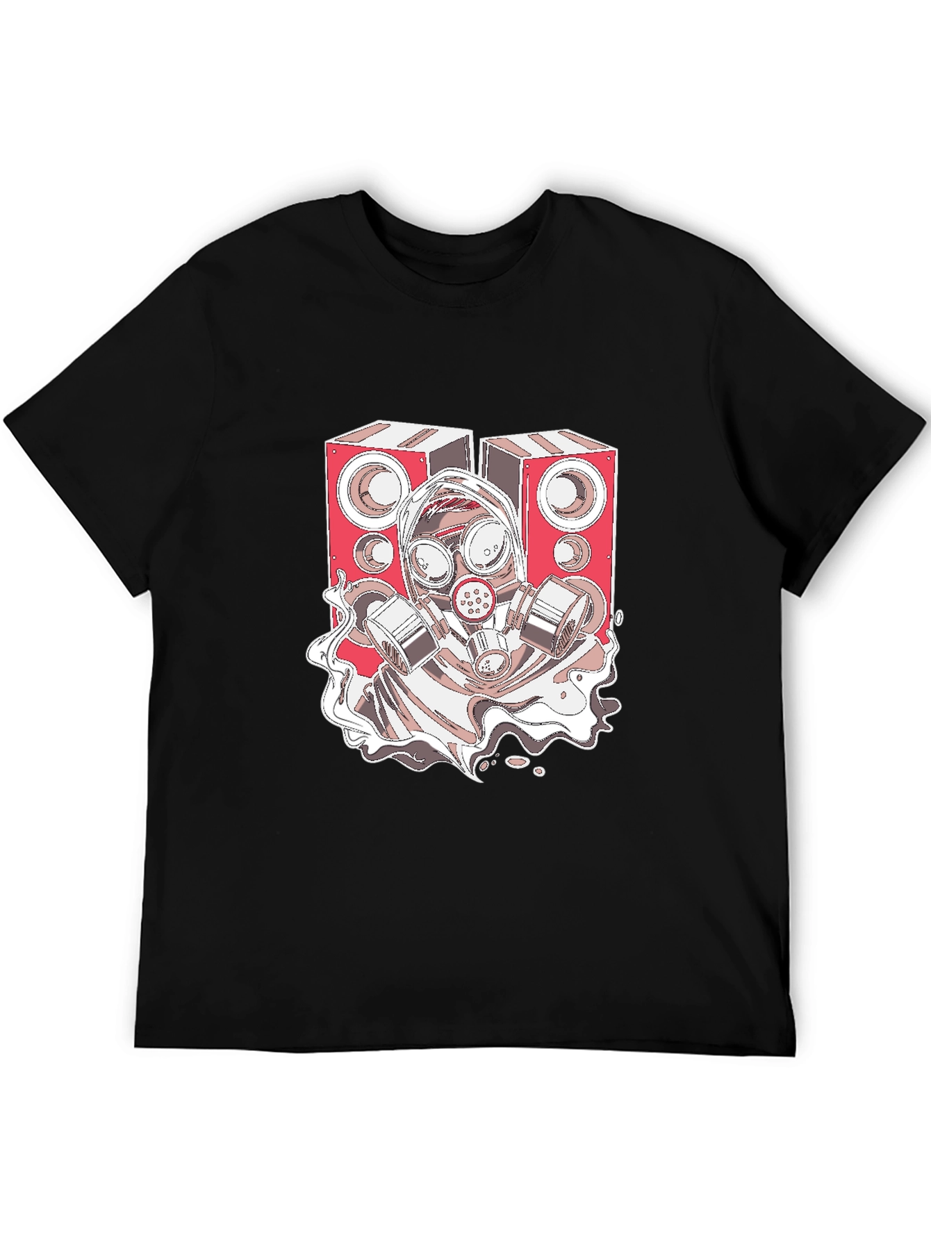 Speaker Gas Mask Graphic Black T-Shirt