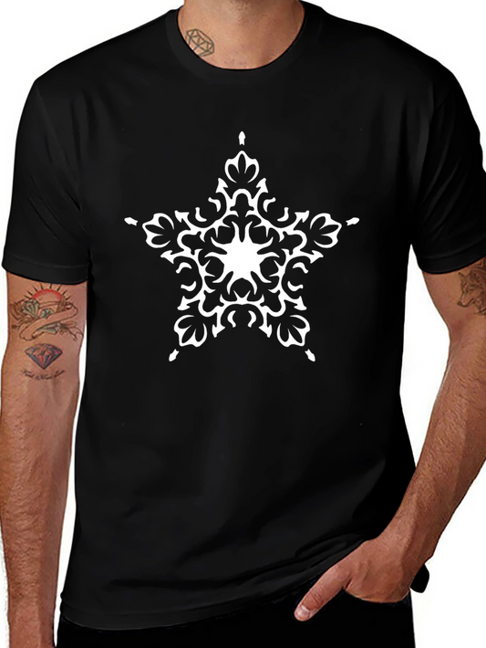 Floral Star Graphic Black Tee