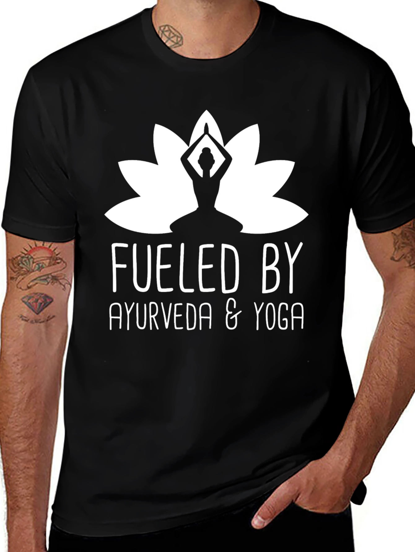 Fueled By Ayurveda & Yoga Black T-Shirt