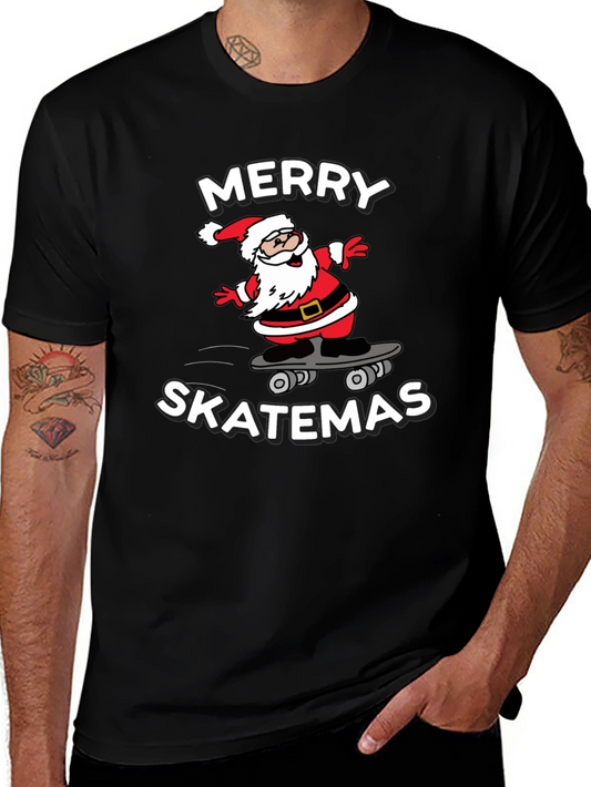Merry Skatemas T-Shirt - Santa Skateboard Tee