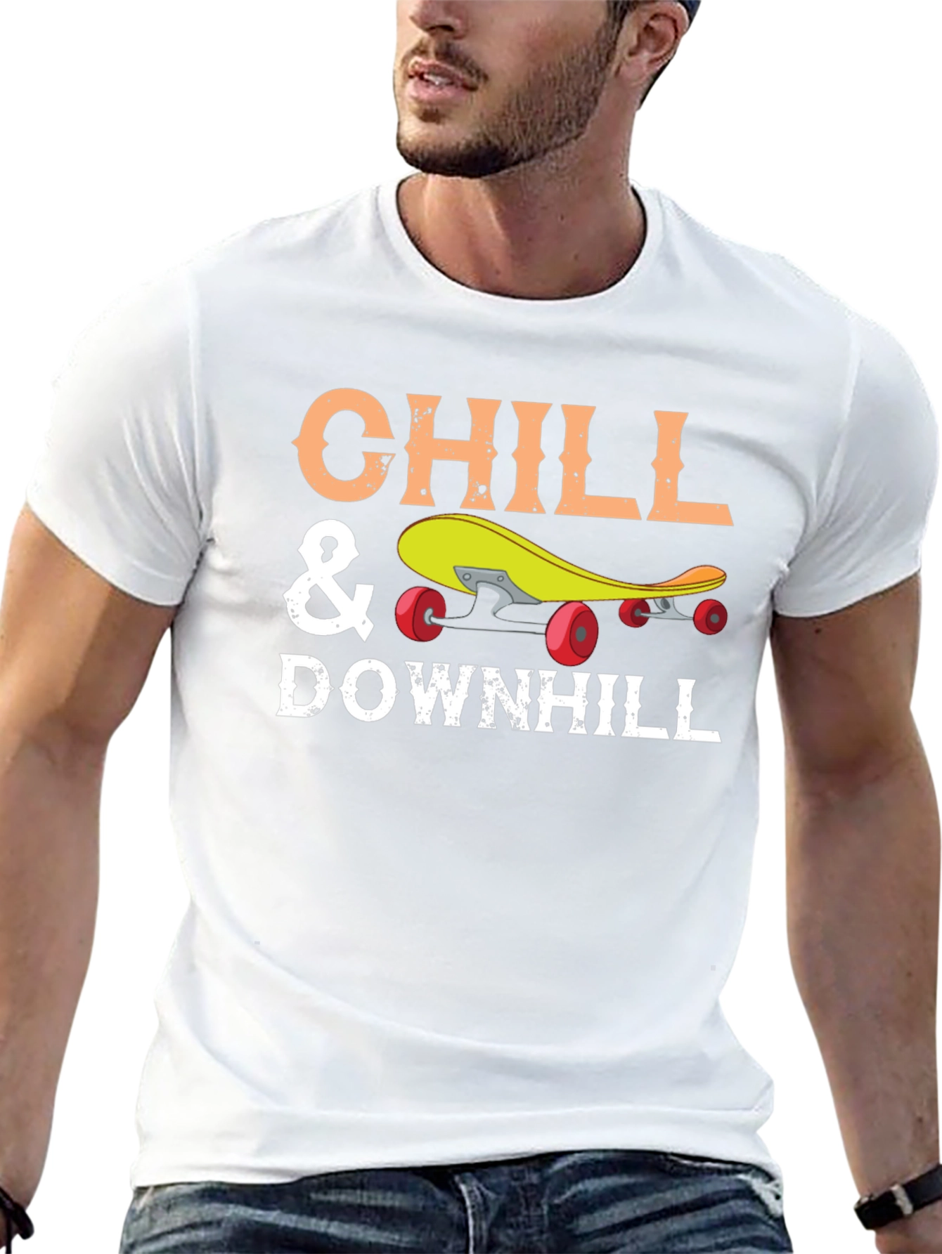Chill & Downhill Skateboard T-Shirt - Black