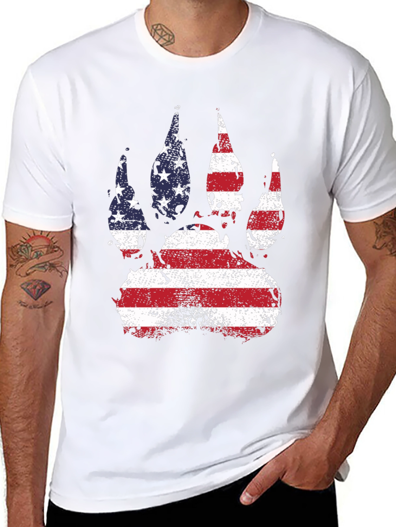 American Flag Bear Paw T-Shirt