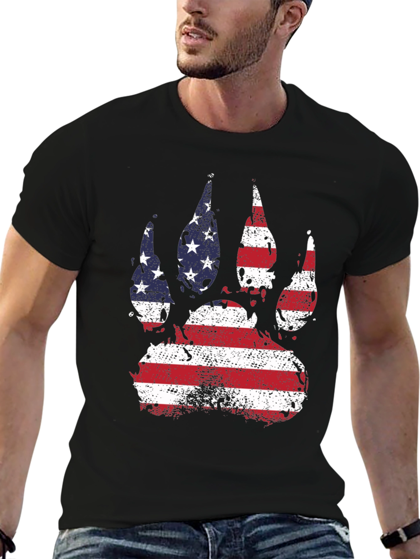 American Flag Bear Paw T-Shirt