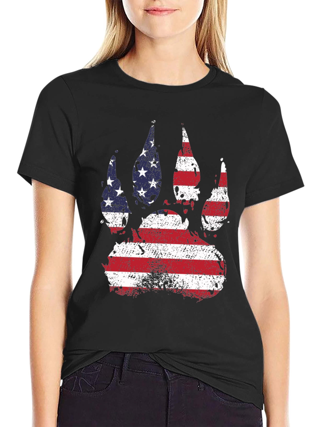 American Flag Bear Paw T-Shirt
