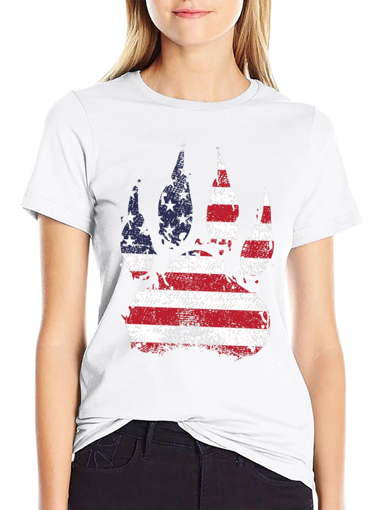 American Flag Bear Paw T-Shirt