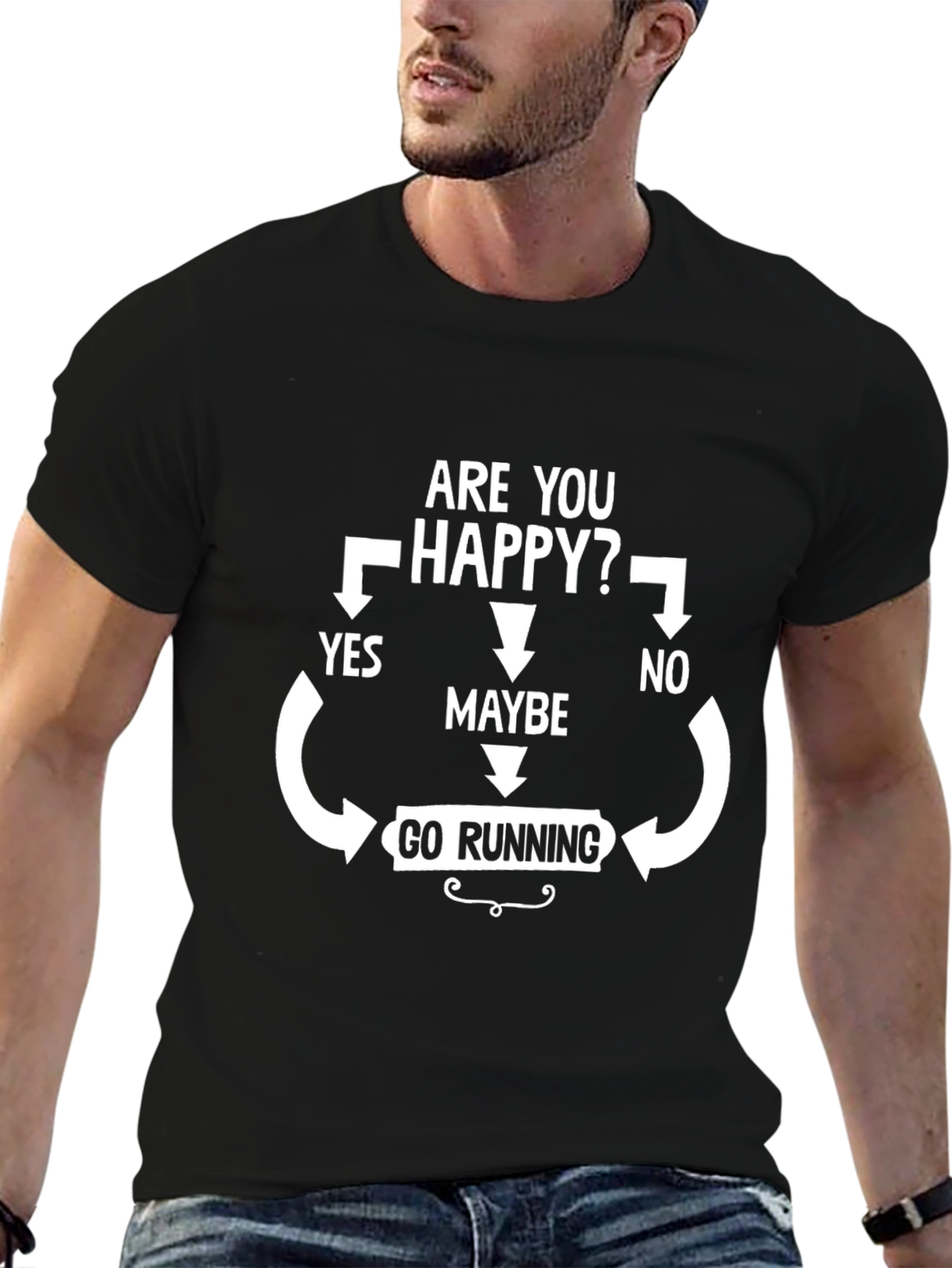 Funny Running T-Shirt: Are You Happy? Go Running!