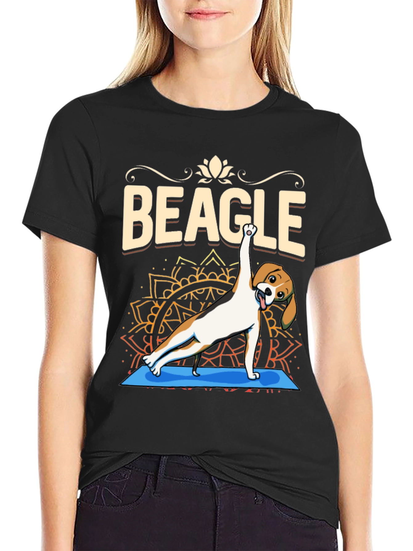 Beagle Yoga Pose Graphic T-Shirt