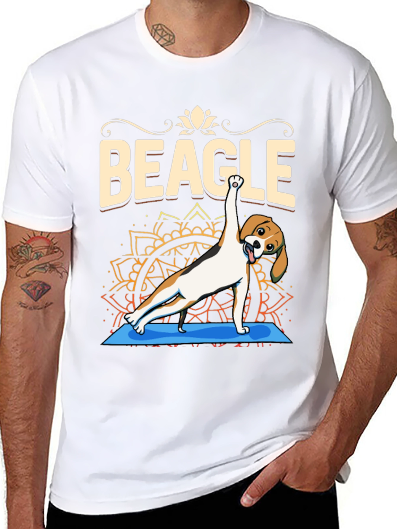 Beagle Yoga Pose Graphic T-Shirt