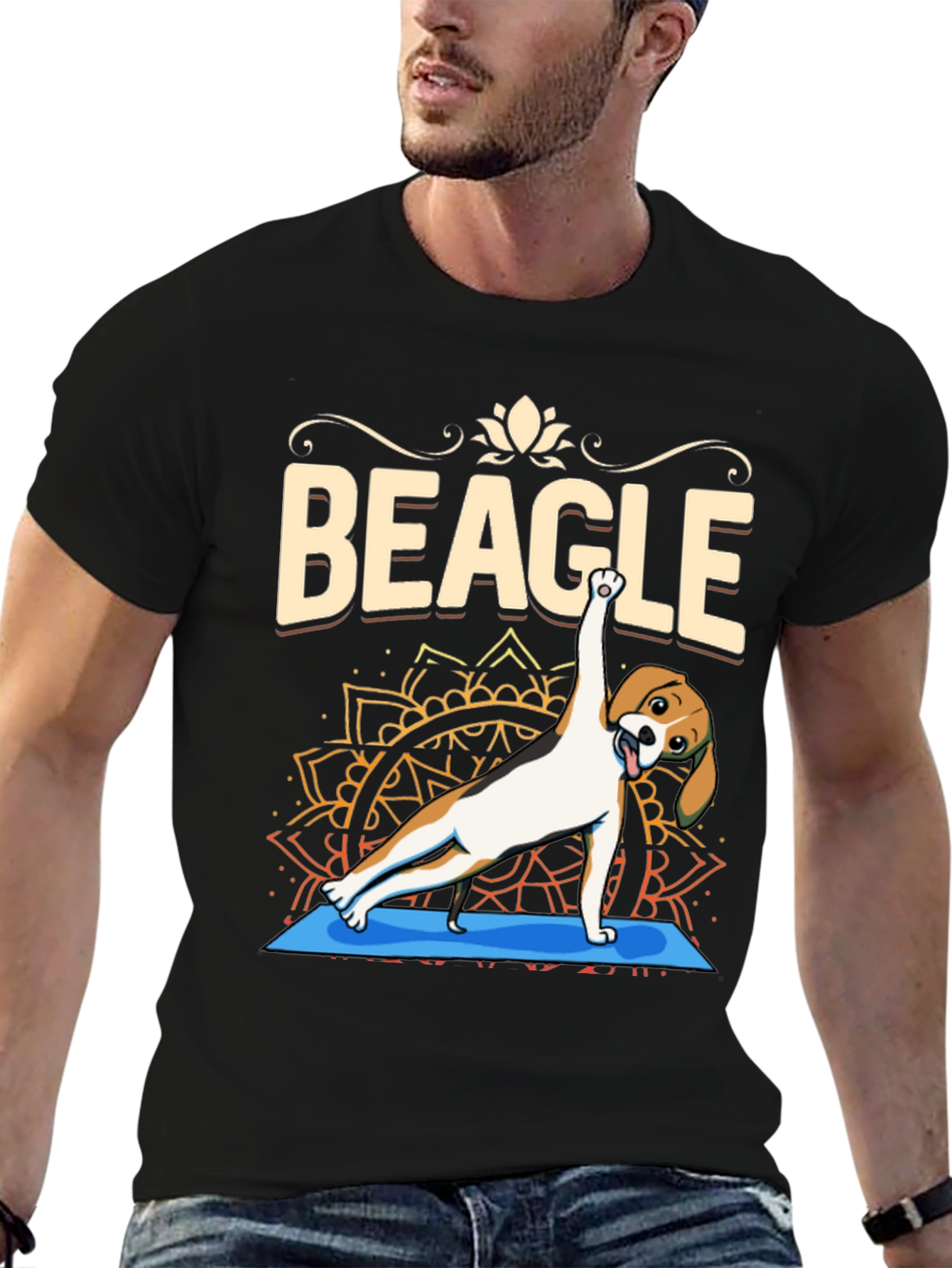 Beagle Yoga Pose Graphic T-Shirt