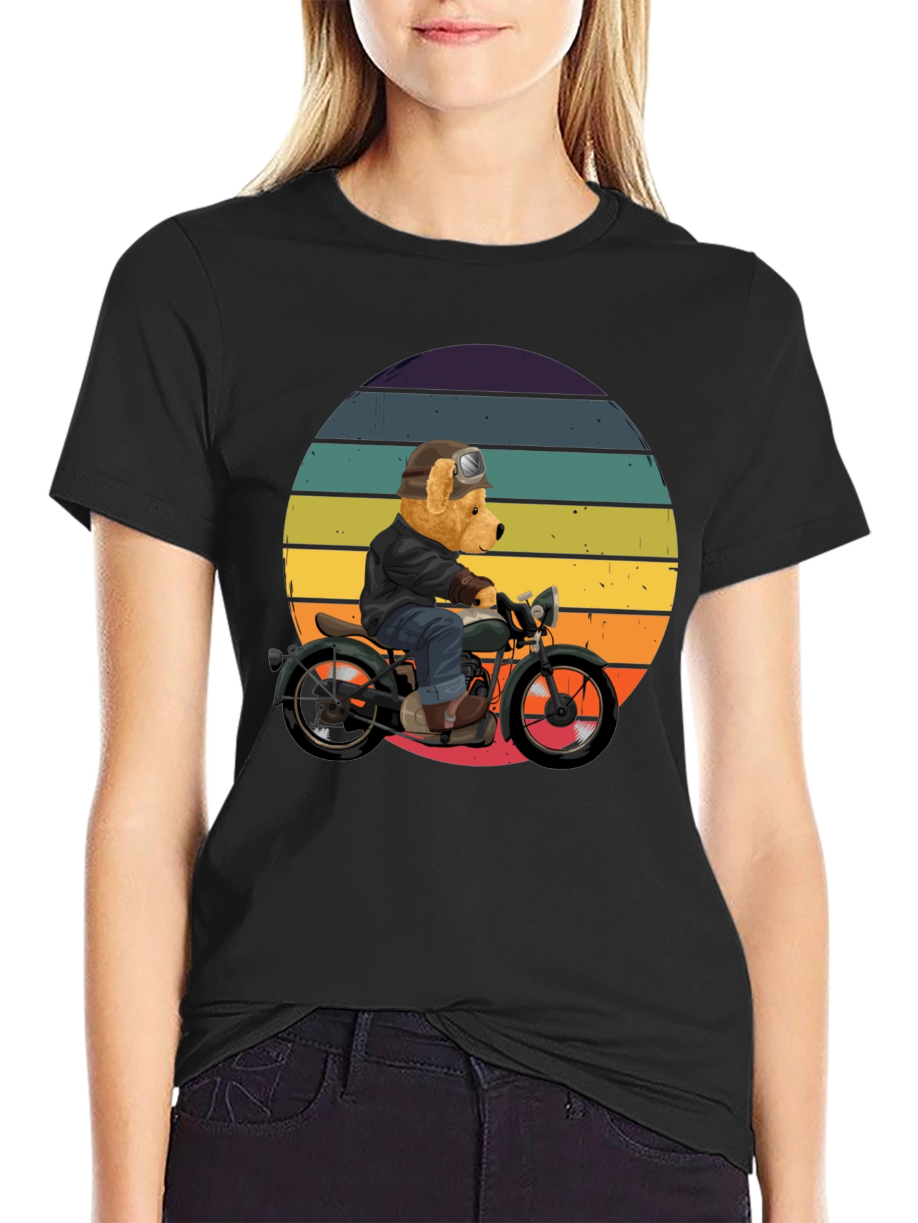 Bear Biker T-Shirt - Retro Motorcycle Design