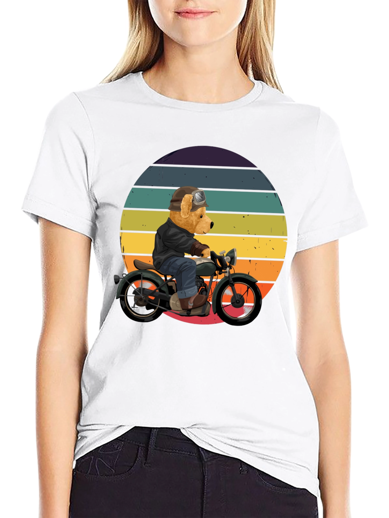 Bear Biker T-Shirt - Retro Motorcycle Design